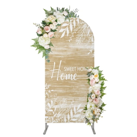 Arch Backdrop 4 Ft Vintage Tan Brown Spandex Stretch Fitted Arch Cover Round Top Chiara Arches Stand Backdrop Cover for Wedding Birthday Party Baby Shower Farmhouse Florals Leaf Coastal Home