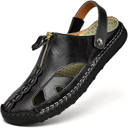 Men s Sandals Breathable Summer Beach Shoes Leisure Flats Men Casual Shoe Slip on Retro Sandals (Color : D  Size : 39)