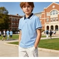 thumbnail image 7 of HAOTAGS Boys School Uniform Top Summer Casual Cotton Short Sleeve Polo Shirt Sky Blue Size 3T, 7 of 7