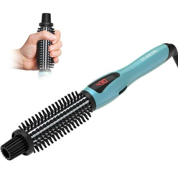 Sea-Maid Curling Iron 1 inch Thermal Brush with LCD Display & Adjustable Temperature Hair Comb for Curls or Waves,Blue