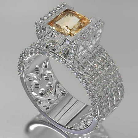Fashion Copper Hollow Pattern Diamond Ring
