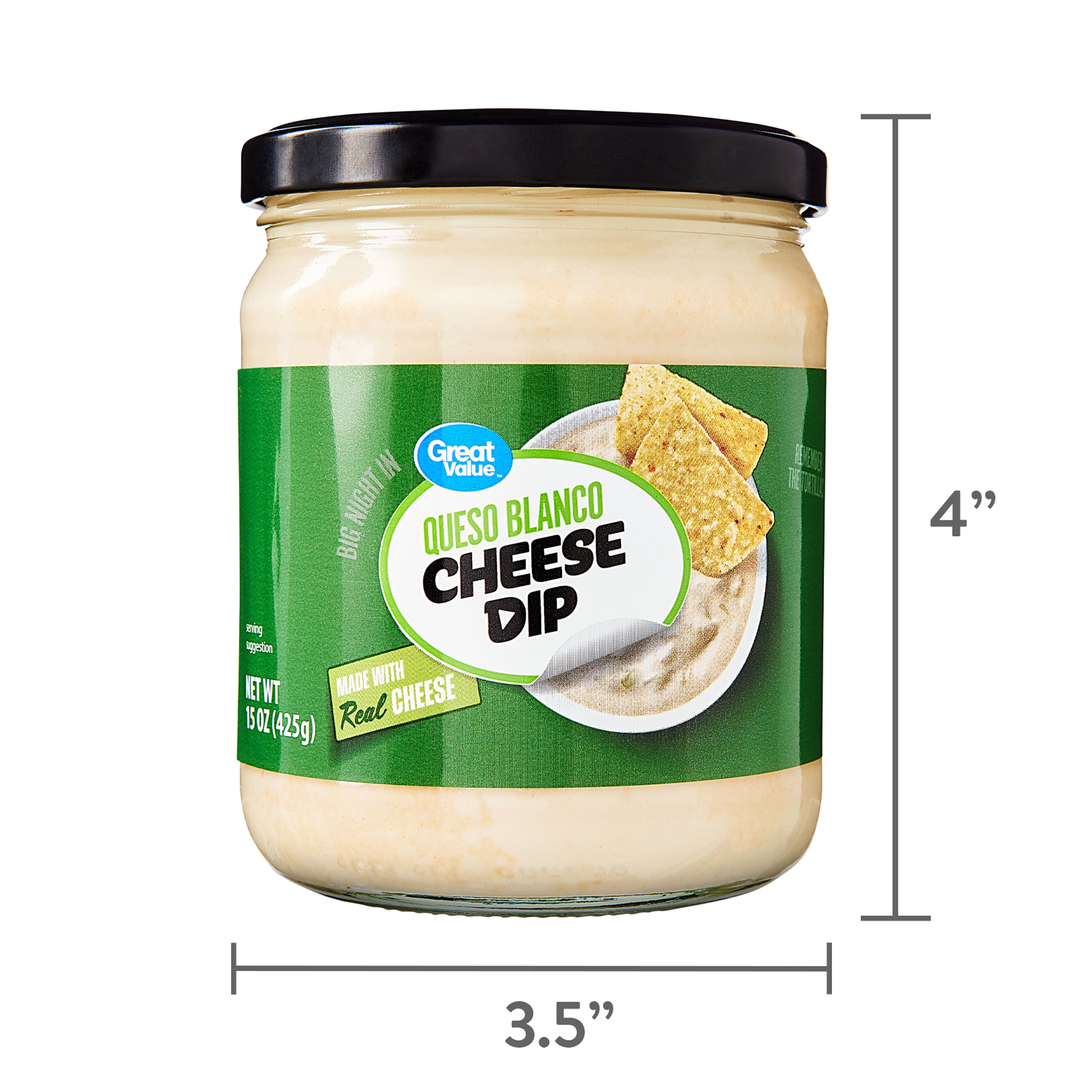 Great Value Queso Blanco Cheese Dip, Gluten-Free,  Ready-to-eat, 15 oz