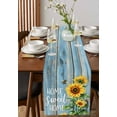 thumbnail image 4 of Spring Sunflower Table Runner Cotton Linen 60 Inch Holiday Dresser Scarves,Bee Wooden Grain Country Rustic Tablerunner for Kitchen Coffee Dining Bedroom Home Living Room Dinner Scarf Décor 13''x60'', 4 of 9