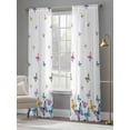 thumbnail image 4 of Vintage Colorful Butterfly Sheer Curtains 84 Inch Length 2 Panels Set Window Treatments, Watercolor Butterflies Farmhouse Rod Pocket Semi Curtains for Living Room/Bedroom/Kitchen Décor, 104"W x 84"L, 4 of 7