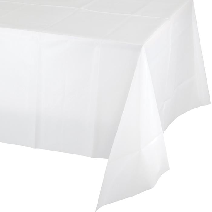 Creative Converting White Plastic Tablecover 54" X 108"