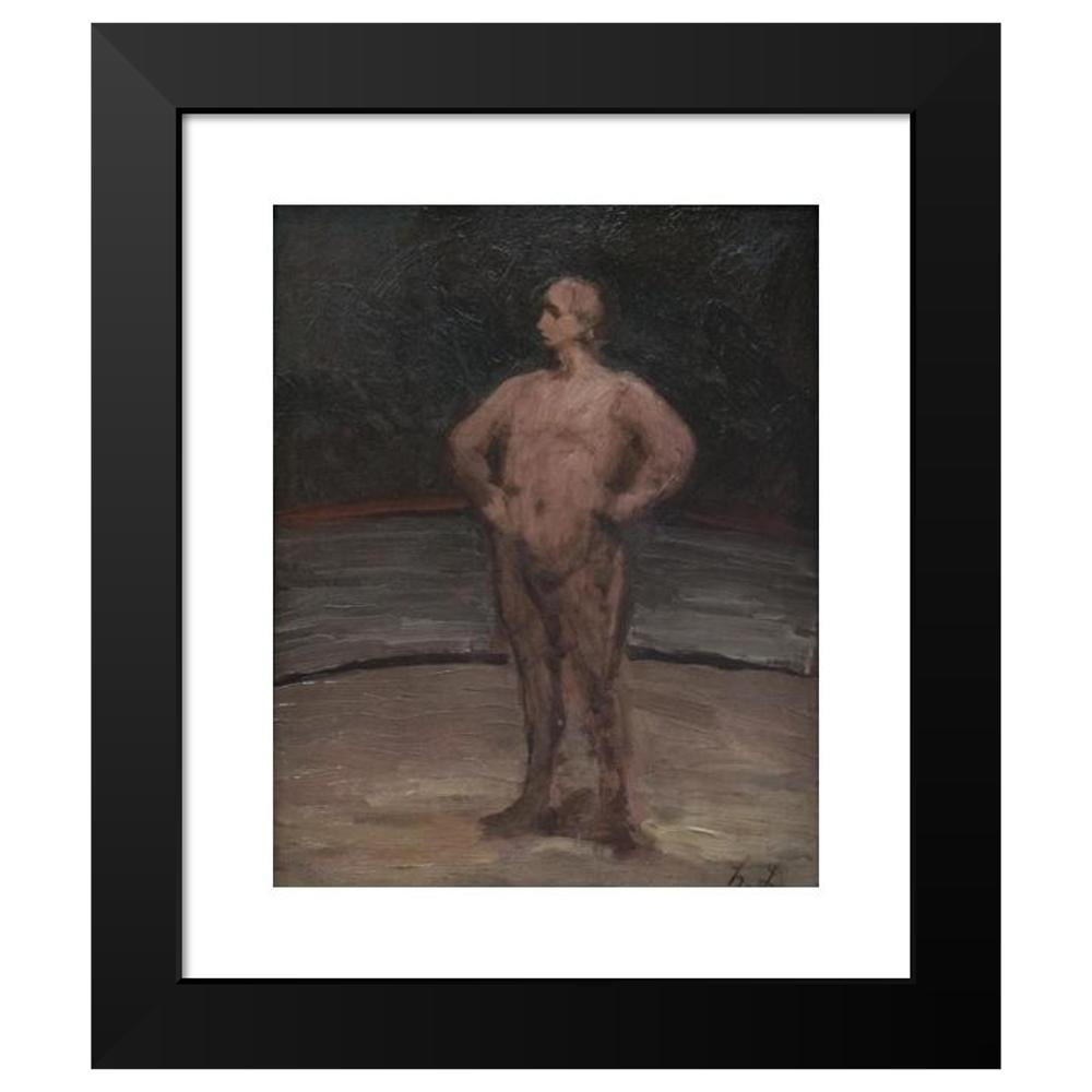 Honoré Daumier 12x14 Black Modern Framed Museum Art Print Titled - The Wrestler (1865-1870)