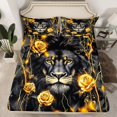 thumbnail image 2 of Homewish Animal Lion Boy Girl Twin Sheet Sets 3pcs,Chic Floral Golden Rose Twin Fitted Sheet Microfiber,Abstract Vintage Flowers Wildlife Breathable Flat Sheet,Ultra Soft Home Decor, 2 of 7