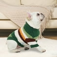 thumbnail image 4 of Classic Turtleneck Knitted Striped Dog Sweater, Warm Soft for Winter Christmas, Small/Medium Dogs & Cats - Green, Medium, 4 of 7