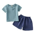 thumbnail image 1 of XDZJLR Toddler Boys Outfits Summer Short Sleeve Children's Cute And Linen Button Short Sleeve T Shirt Shorts Thin Set 18-24 Months, 1 of 7