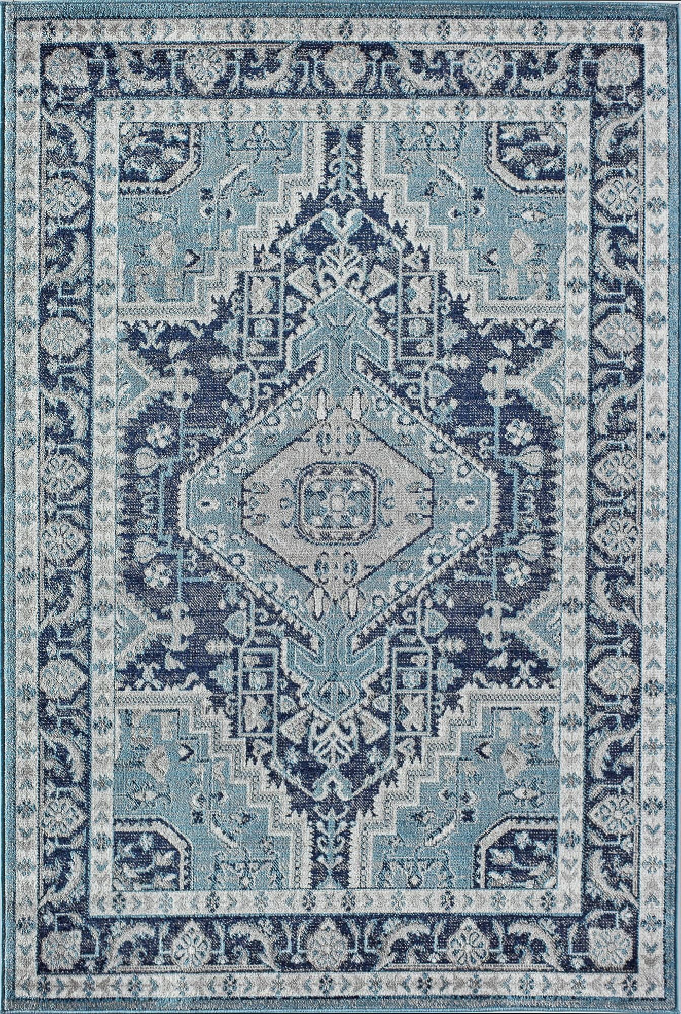 Freida FY15A Midnight Blue Vintage Farmhouse Dark Blue Area Rug, 2'6"x4'
