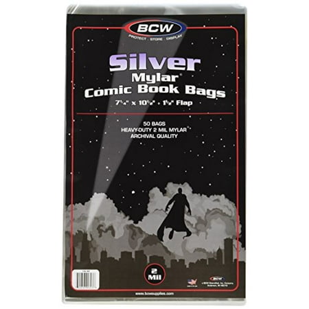 - BCW Silver Comic Mylar Bags 2 Mil - Comics, Comic Books Storage Collecting Supplies, 7 1/4 X 10 1/2