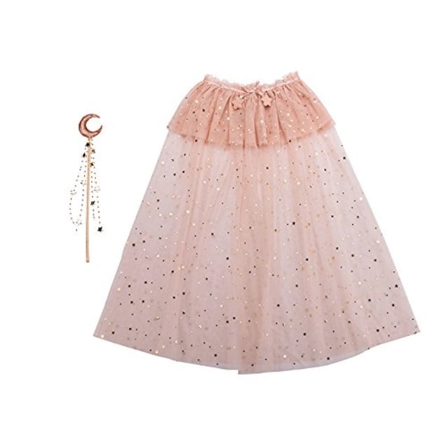 minihope Short Cape and Wand Set for Baby Girls Halloween Party Pretend Play Dress up Princess Cape