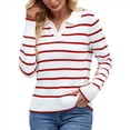 thumbnail image 3 of Camisas de Mujer con Cuello de Solapa, Cuello en V, Blusa de Larga, Blusa Informal Elegante. Rojo S, 3 of 8