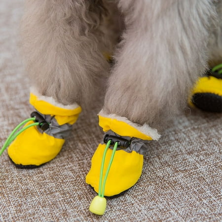 

Yipa Small Puppy Plush Anti-Slip Paw Protector Warm Walking Padded Pet Supplies Soft 4Pcs Outdoor Dog Shoes Yellow 4 Yards