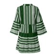 thumbnail image 4 of Femmes Manches Longues Boho Graphique Imprimé Robe en Vrac V-Cou Mini Robe, 4 of 7
