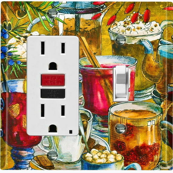 Metal Light Switch Plate Cover Cafe Brunch Drinks COF015