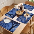 thumbnail image 5 of Blue Black Botanical Placemats Set of 12 Abstract Art Tree Leaves Place Mats Indoor Wipeable Table Mats Washable Cloth Dining Table Placemats for Kitchen Holiday Party Home Decor 13x19 Inch, 5 of 9