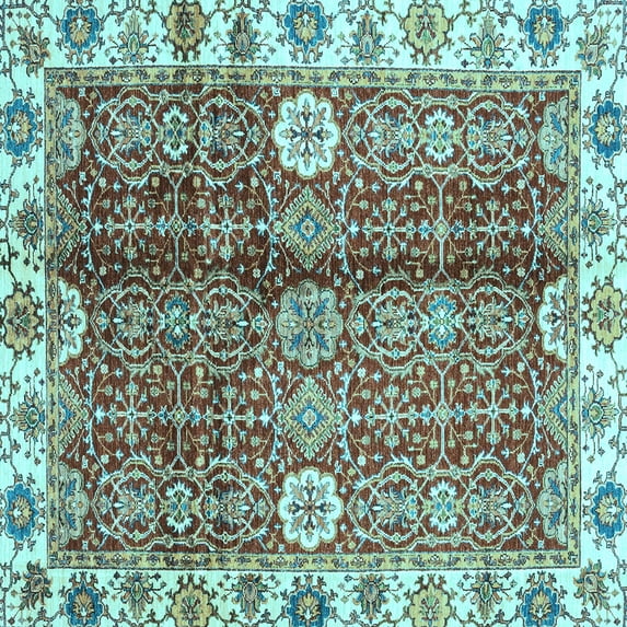 Ahgly Company Indoor Square Abstract Light Blue Modern Area Rugs, 3' Square