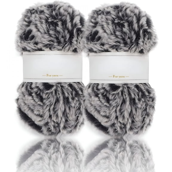AUQ (2×35yds,50g×2) 2 Skeins Super Soft Fur Yarn Chunky Fluffy Faux Fur Yarn Eyelash Yarn for Crochet Knit-Total Length 2×32m