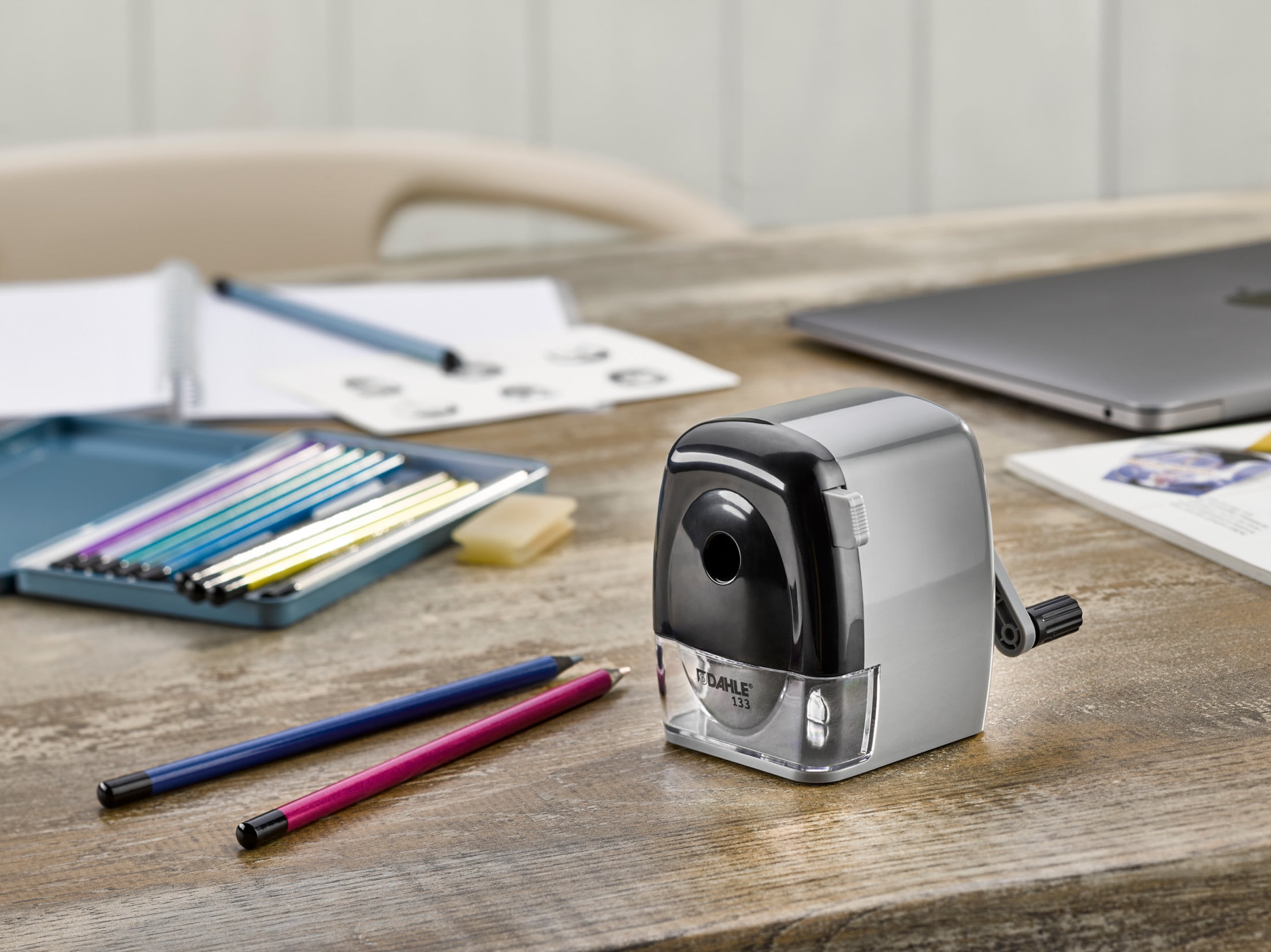 Dahle 133 Pencil Sharpener w/Point Adjuster, For Graphite & Colored Pencils