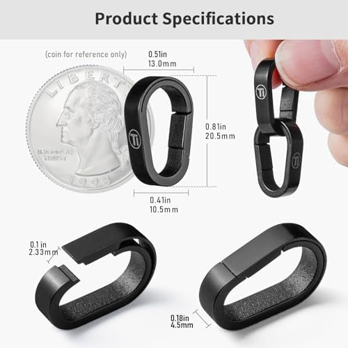 Jointown Titanium Key Ring Hooks, Small Carabiner Keychain Clip,Mini Snap Keyring Key Organizer Key Chain