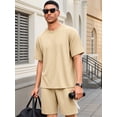 thumbnail image 2 of RICHCOIN Mens 2 Piece Sets Casual Outfit Summer Vacation Beach Short Sleeve T Shirts and Shorts for Men, 2 of 7