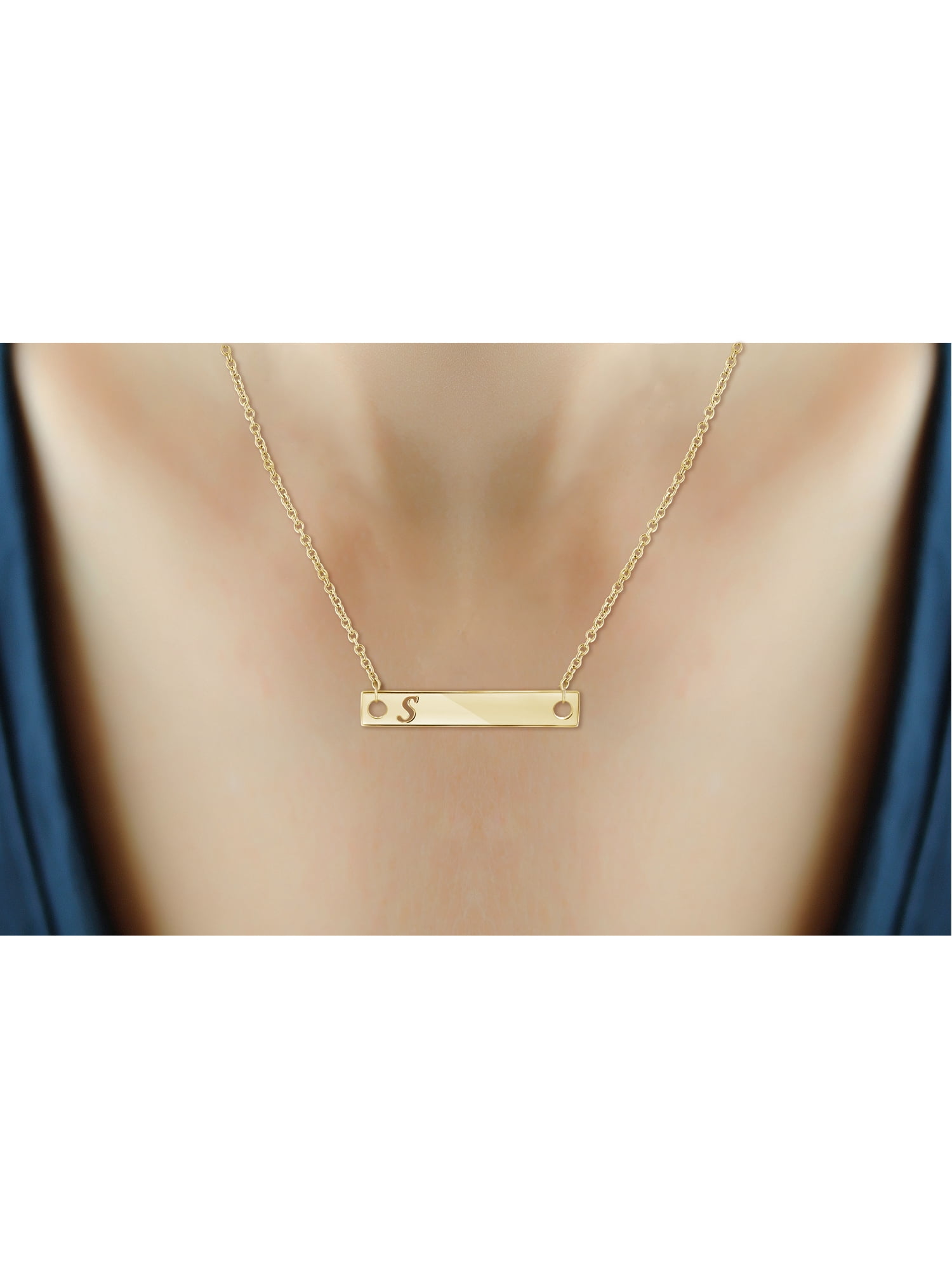 JewelersClub S Initial 14K Gold Over Silver Bar Necklace