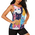 thumbnail image 2 of Balery Colorful Cats Pattern Art Camiseta sin mangas estampada ligera para mujer, tops de entrenamiento sin mangas, camisetas de yoga transpirables de secado rápido.-X-Large, 2 of 7