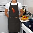 thumbnail image 3 of 2 Pack Adjustable Bib Apron with Front Pocket Stylish Black Design with ' M C ' Flame Detail Perfect for Cooking, 3 of 5