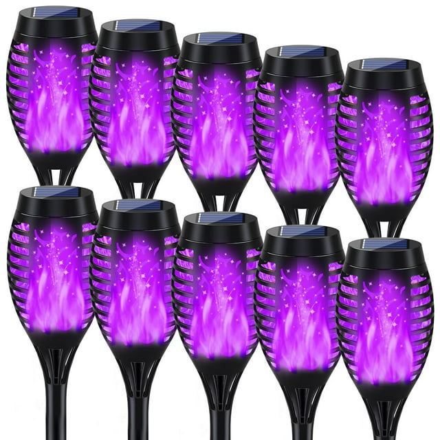 Linterna solar para decoración de Halloween, color morado claro, paquete de 10