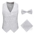 thumbnail image 1 of Mens Paisley Design Dress Vest & Bow Tie Set & Pocket Square For Suit Tuxedo, 1 of 4