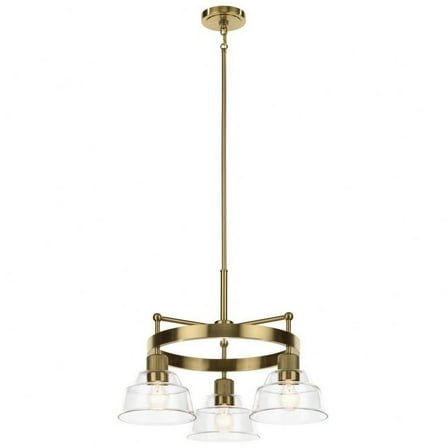 3 Light Small Chandelier in Vintage Industrial Style-17.25 inches Tall and 23.25 inches Wide-Brushed Brass Finish Bailey Street Home 147-Bel-4771120