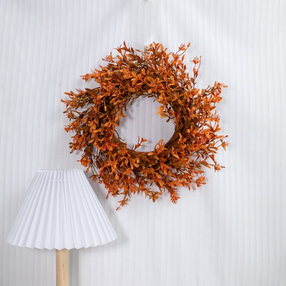 Fall Wreaths for Front Door, Realistic Autumn Wreath Fall Door Wreath Fall Decorations for Home Halloween Decor, Farmhouse Thanksgiving Harvest Wreaths for Wall Falls Festival Decor (Orange)