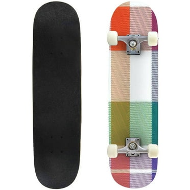 Watercolor hand painted brush strokes pink and purple striped Outdoor Skateboard Longboards 31"x8" Pro Complete Skate Board Cruiser