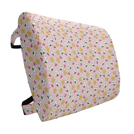 

Anime Lumbar Pillow Funny Pattern with Japanese Rice Balls Cherries and Stars Food Cartoon Print Soft Back Cushion for Office Chairs with Adjustable Straps 14 x 13 Multicolor by Ambesonne