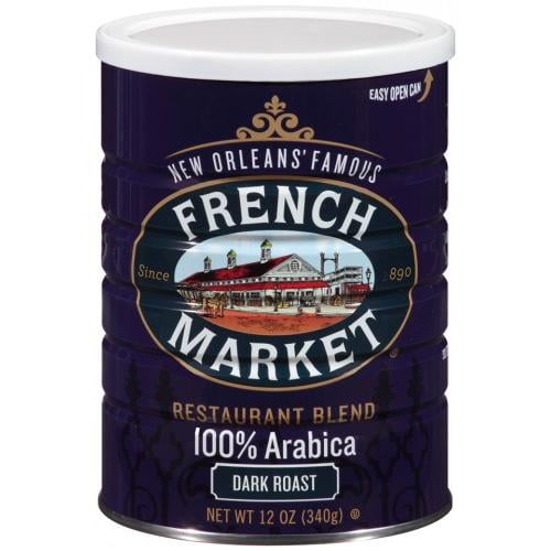 French Market Coffee, Restaurant Blend Dark Roast Can, 12 oz Can