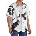 thumbnail image 2 of Wukai Monochrome Flying Ravens Men's Casual Short-Sleeve Button Down Shirt,Cuban Shirts for Men,Mens Short Sleeve Dress Shirts-Large, 2 of 5