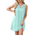 thumbnail image 4 of Wiyuqeen Summer Dresses for Women Sleeveless Crew Neck Lace Dresses Casual Pleated Midi Tank Dresses Solid Casual Loose Sundresses, 4 of 9