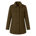 thumbnail image 4 of Mutghys Jacket for Women Button Down Stand Collar Long Sleeve Solid Outerwear with Pockets Home Daily Working Winter Warm Comfy Casual Coat S-3XL, 4 of 9