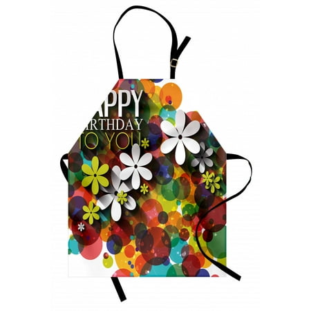 

Birthday Apron Vibrant Composition of Flowers Daisies Polka Dots Joyful Wish Feminine Design Unisex Kitchen Bib Apron with Adjustable Neck for Cooking Baking Gardening Multicolor by Ambesonne