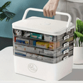thumbnail image 6 of FACCAIL 5-Tier Plastic Medicine Storage Box with Handle, Empty First Aid Kit Pill Case, Medicine Cabinet Organizer for Home Emergencies, Office, Dorm, Travel (12"L x7"W x13"H), 6 of 10