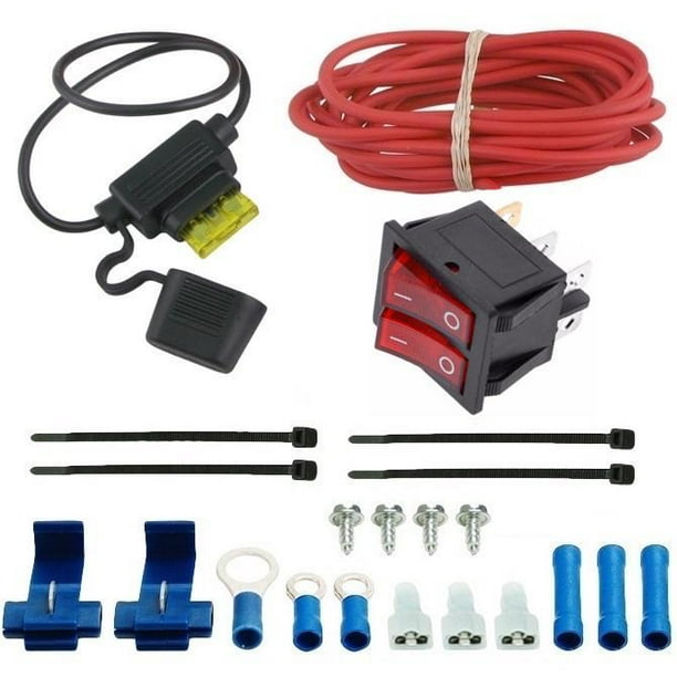 Dual Electric Fan Rocker Toggle Switch InLine Fuse Wiring Kit