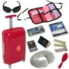 Doll Travel Suitcase with Accessories - Travel Set for 18 inch Dolls with Travel Pillow, Passport and accessories