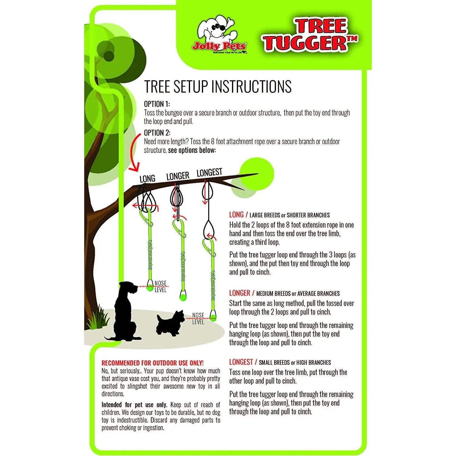 Jolly Pets JP071 Jolly Pets Tree Tugger Bungee, Green - Large