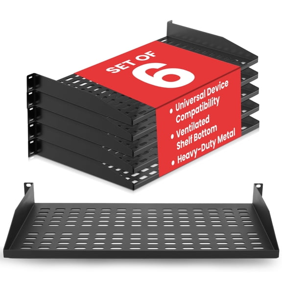 6-Pack 1U Server Rack Shelf - Universal Device Server Rack Mounting Tray