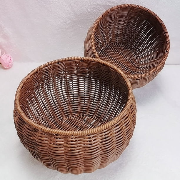 CRAFTHROU Caja De Almacenamiento De Plástico Imitación Ratán Para Uso En Cocina Y Oficina