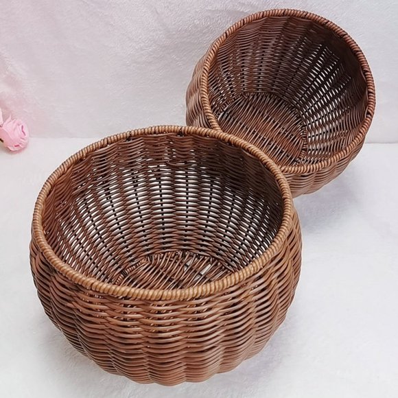 CRAFTHROU Caja De Almacenamiento De Plástico Imitación Ratán Para Uso En Cocina Y Oficina