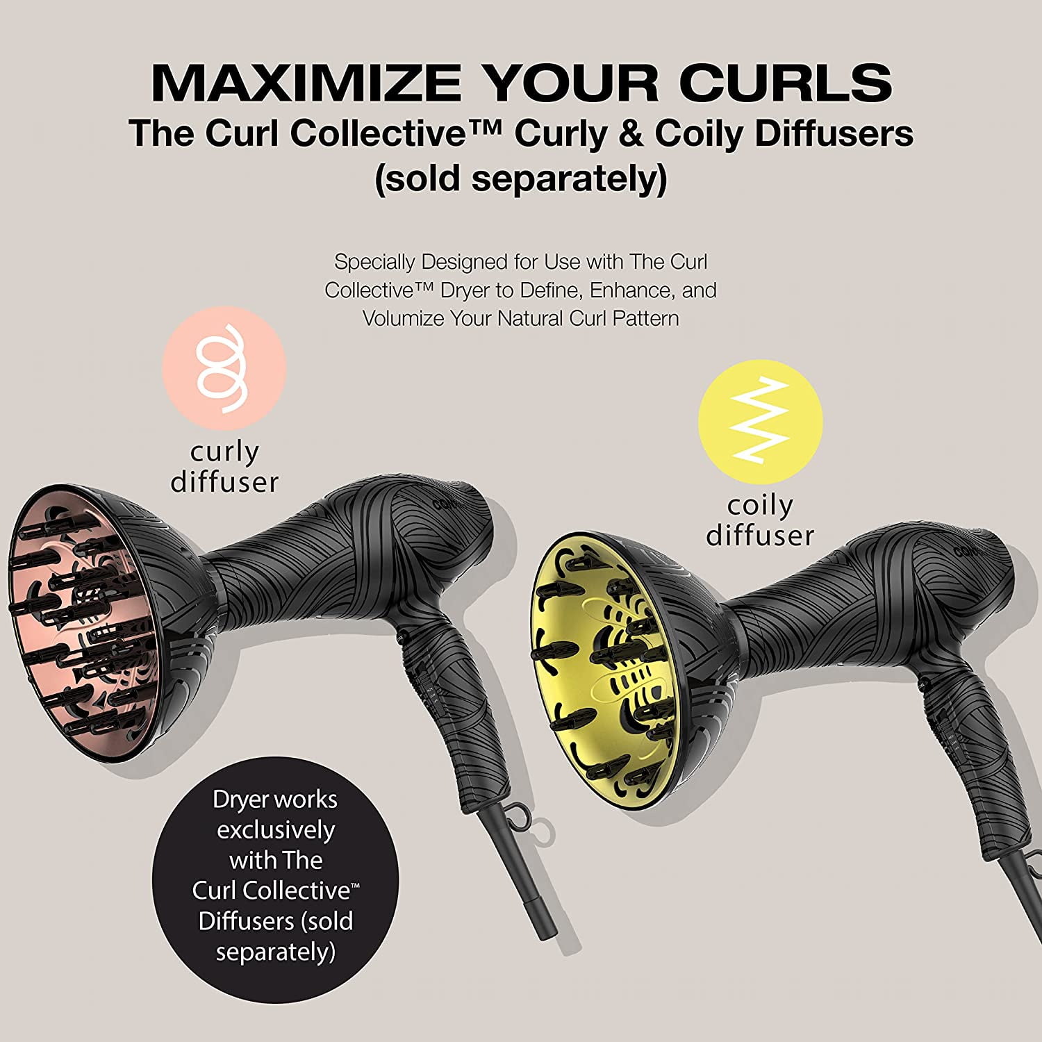 Conair The Curl Collective 1875 Watt Ionic Ceramic Hair Dryer, Nurture and Nourish your Natural Curls with The Curl Collective NPTCCD01