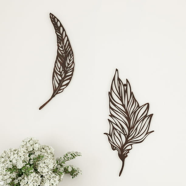 Wall DecorSet of Two Metal Feather Hanging Wall Art by Lavish Home