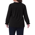 thumbnail image 3 of Blusa elegante de oficina de manga larga con puños elásticos para mujeres de tallas grandes Agnes Orinda 4X negra, 3 of 6